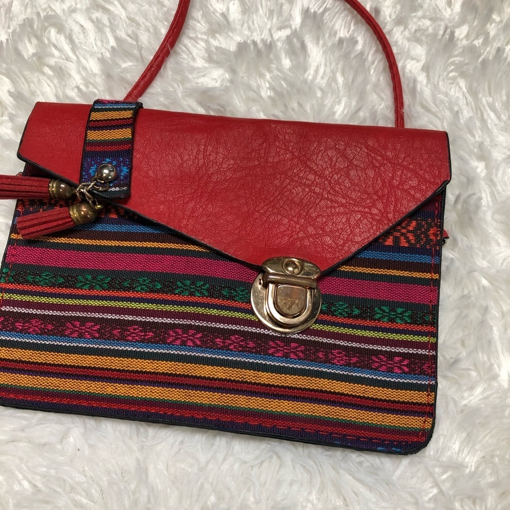 Handmade Boho Aztec Guatemalan Print Crossbody Bag - Picture 3 of 11